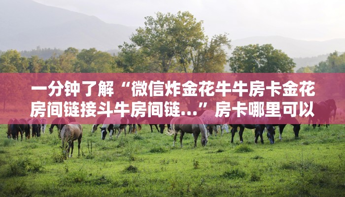 一分钟了解“微信炸金花牛牛房卡金花房间链接斗牛房间链…”房卡哪里可以获取
